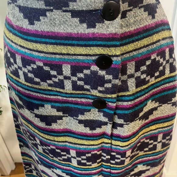 Vintage BONJOUR Tribal/Aztec Print, Midi Skirt Size 18 - Picture 2 of 7